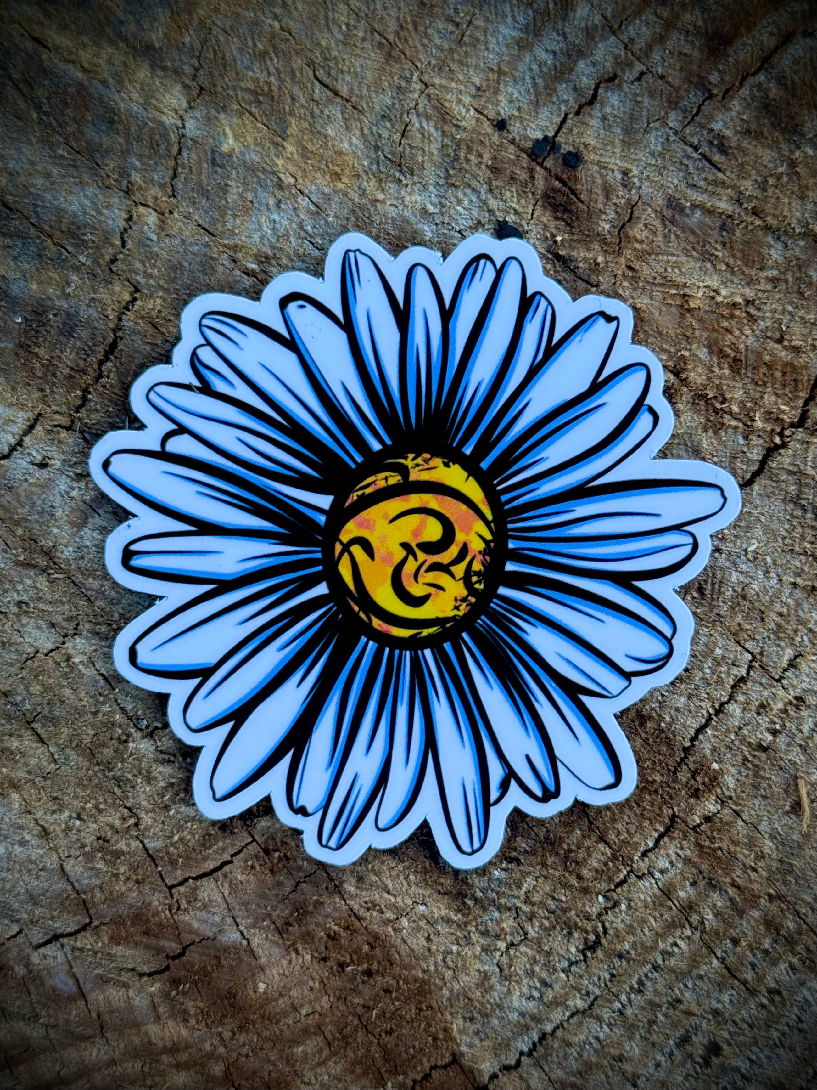 White Daisy Sticker with Blue Accents | Floral Vinyl Decal | Nature Gift