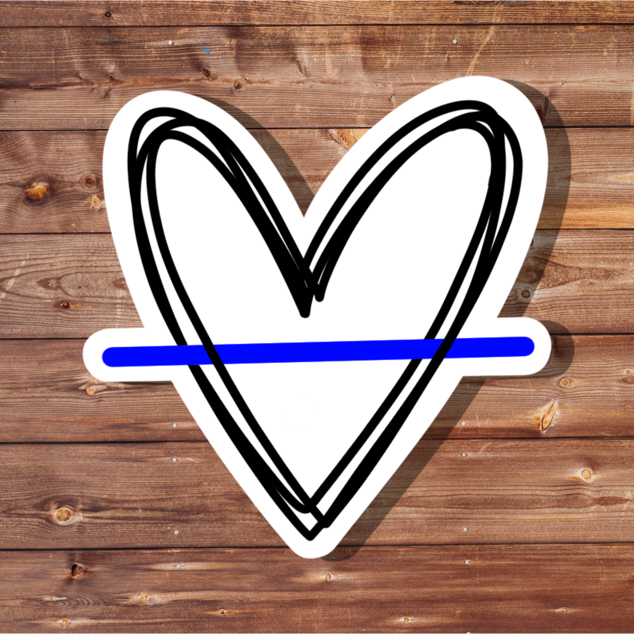 Police Support Heart Sticker: Waterproof Vinyl Decal