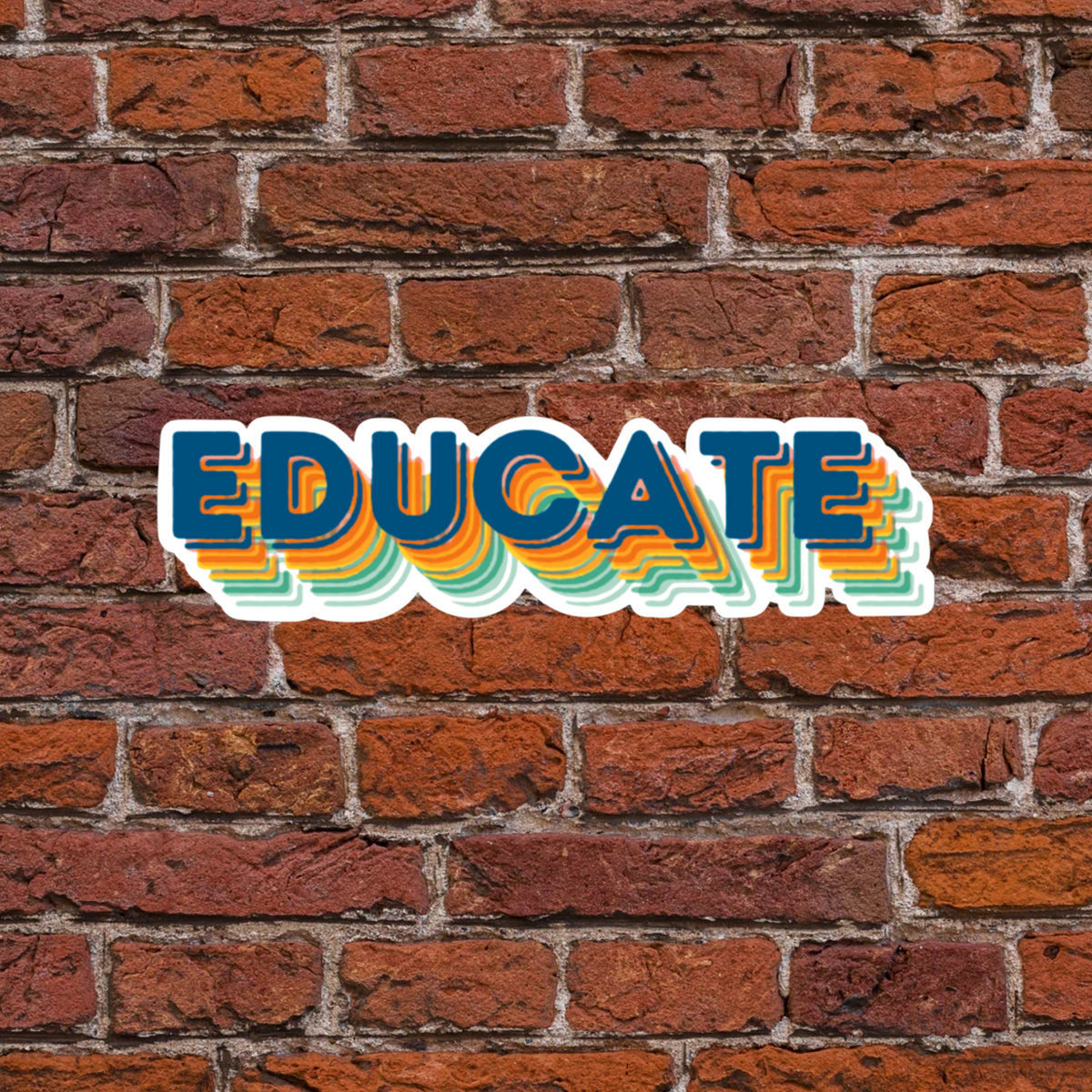 Educate Teacher Decal, Retro Educator Vinyl Sticker, Colorful Teacher Sticker
