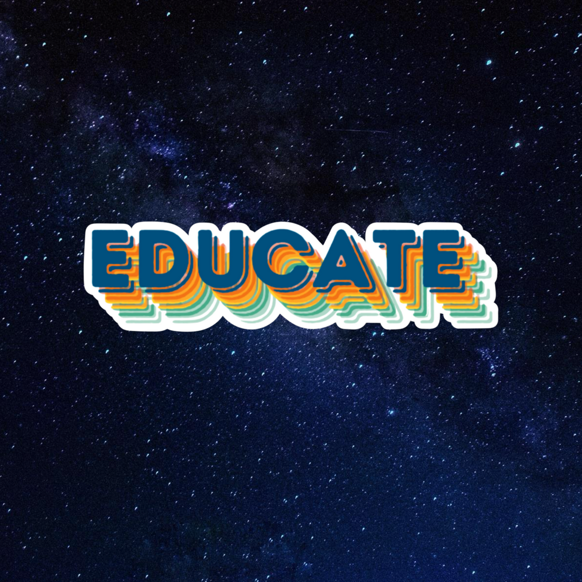 Educate Teacher Decal, Retro Educator Vinyl Sticker, Colorful Teacher Sticker
