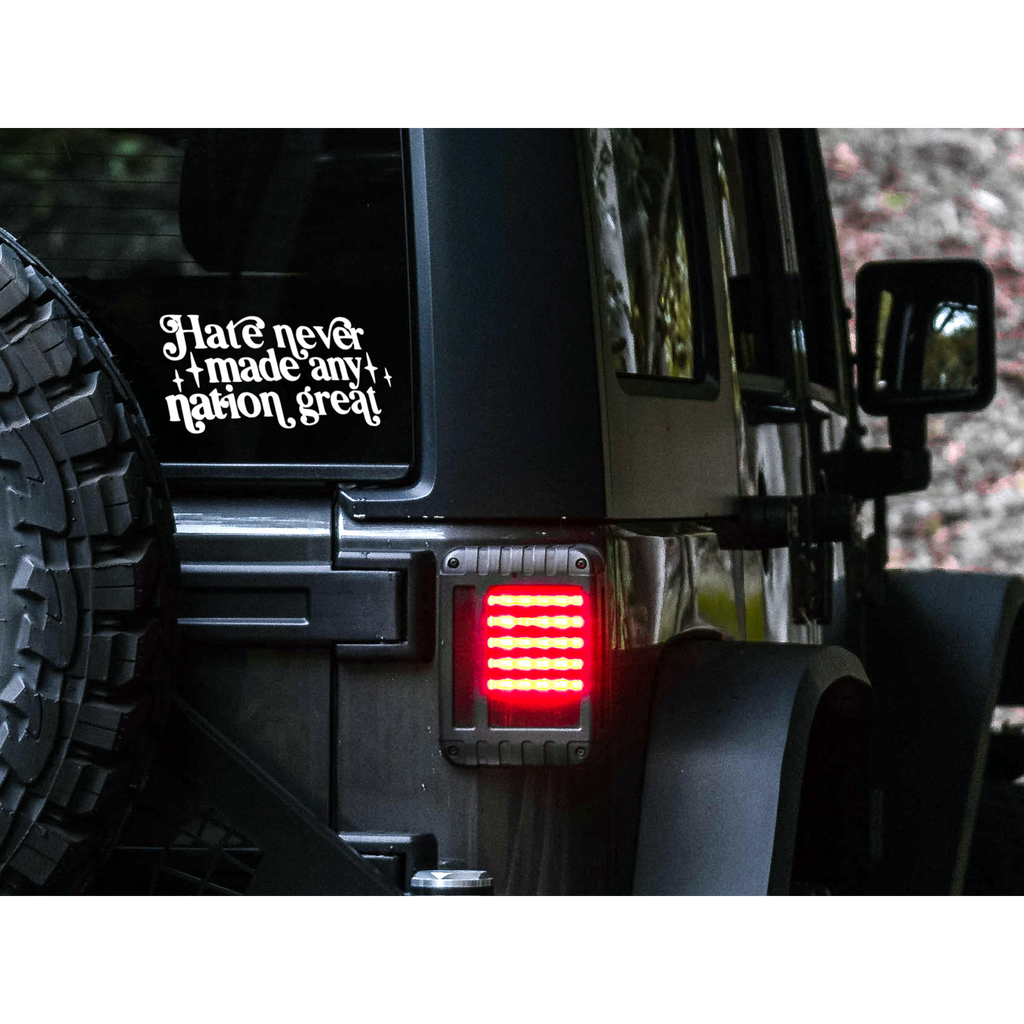 Hate Never Made Any Nation Great Decal | 83 Color Choices| Indoor/Outdoor Use