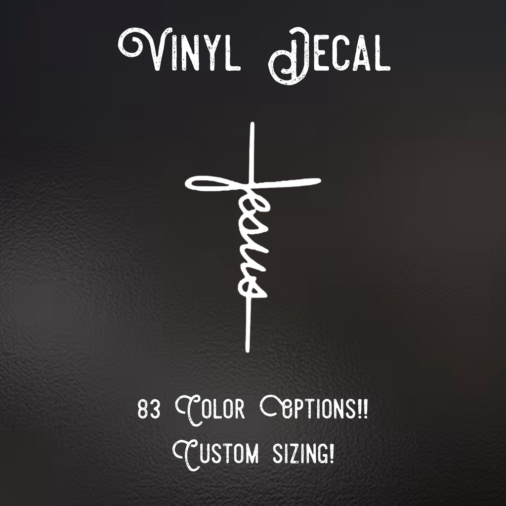 Jesus Cross Decal | 83 Color Choices| Indoor/Outdoor Use