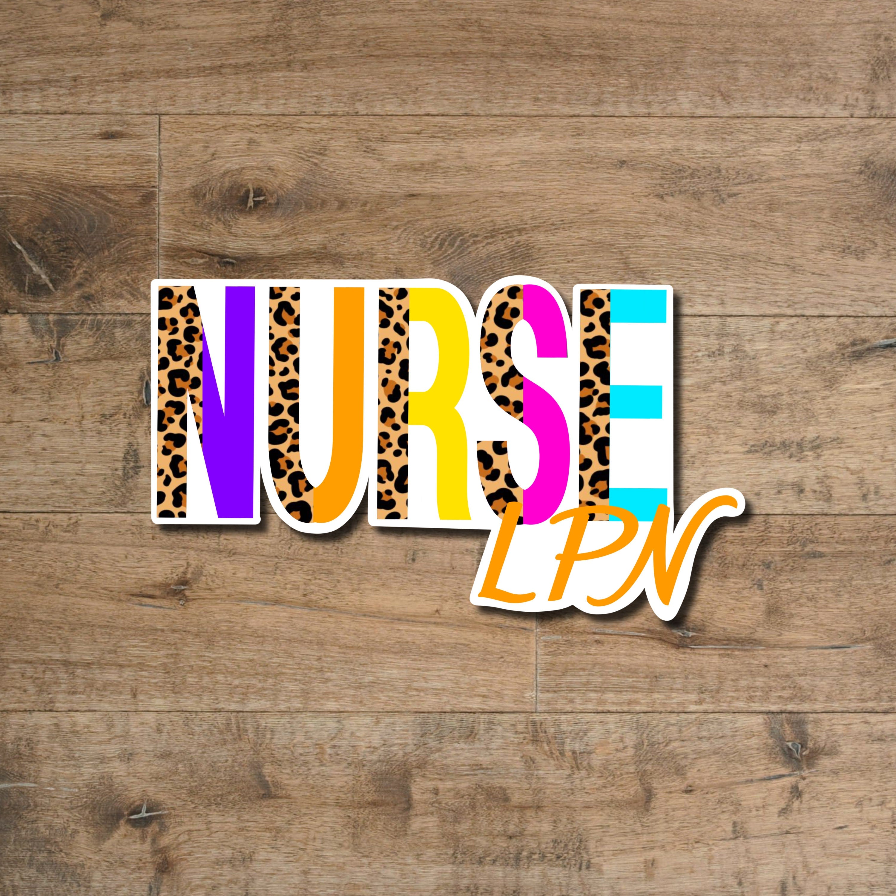 Nurse LPN Cheetah Print Sticker: Waterproof Laptop Decal