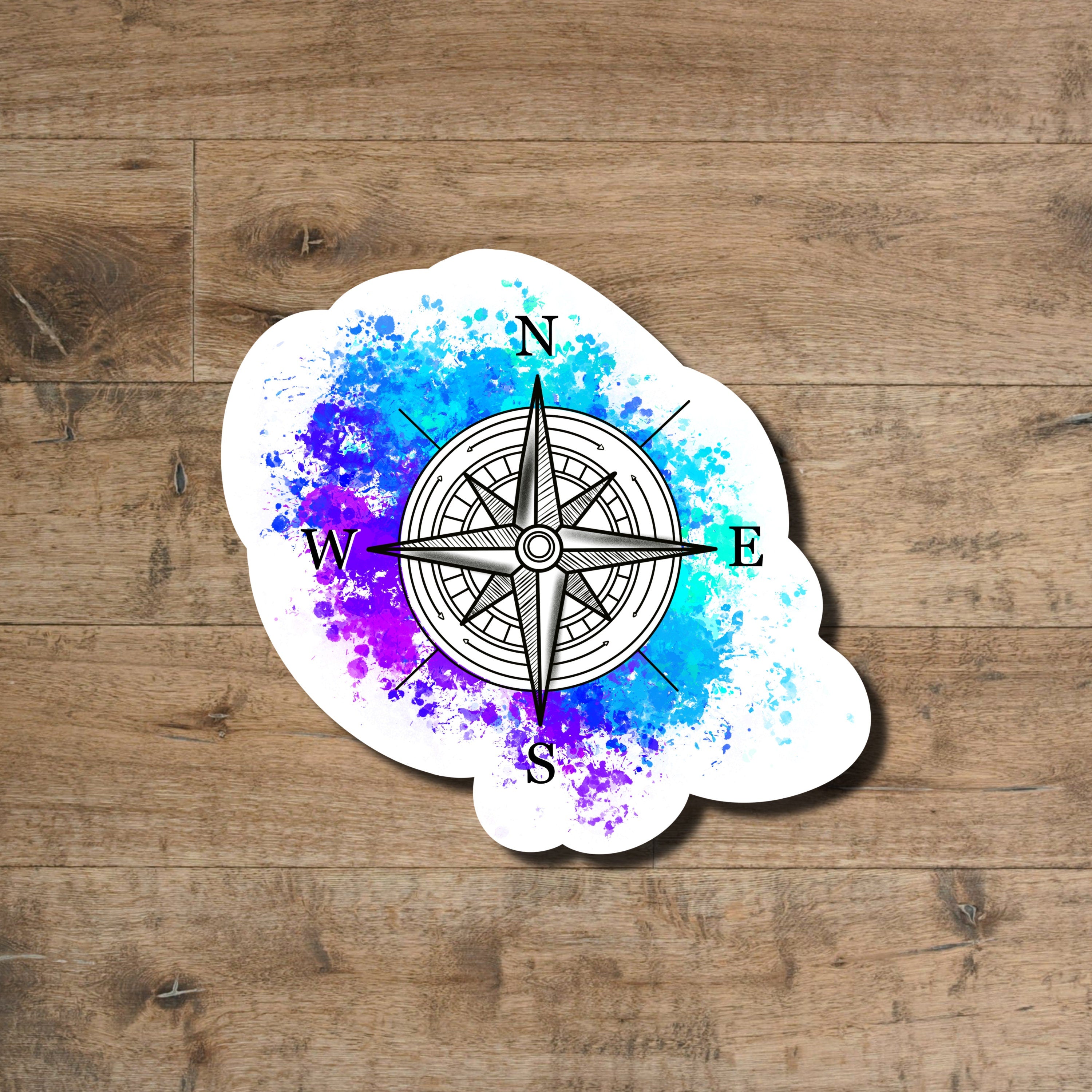 Compass vinyl sticker - waterproof decal for laptops, notebooks, tumblers, and more