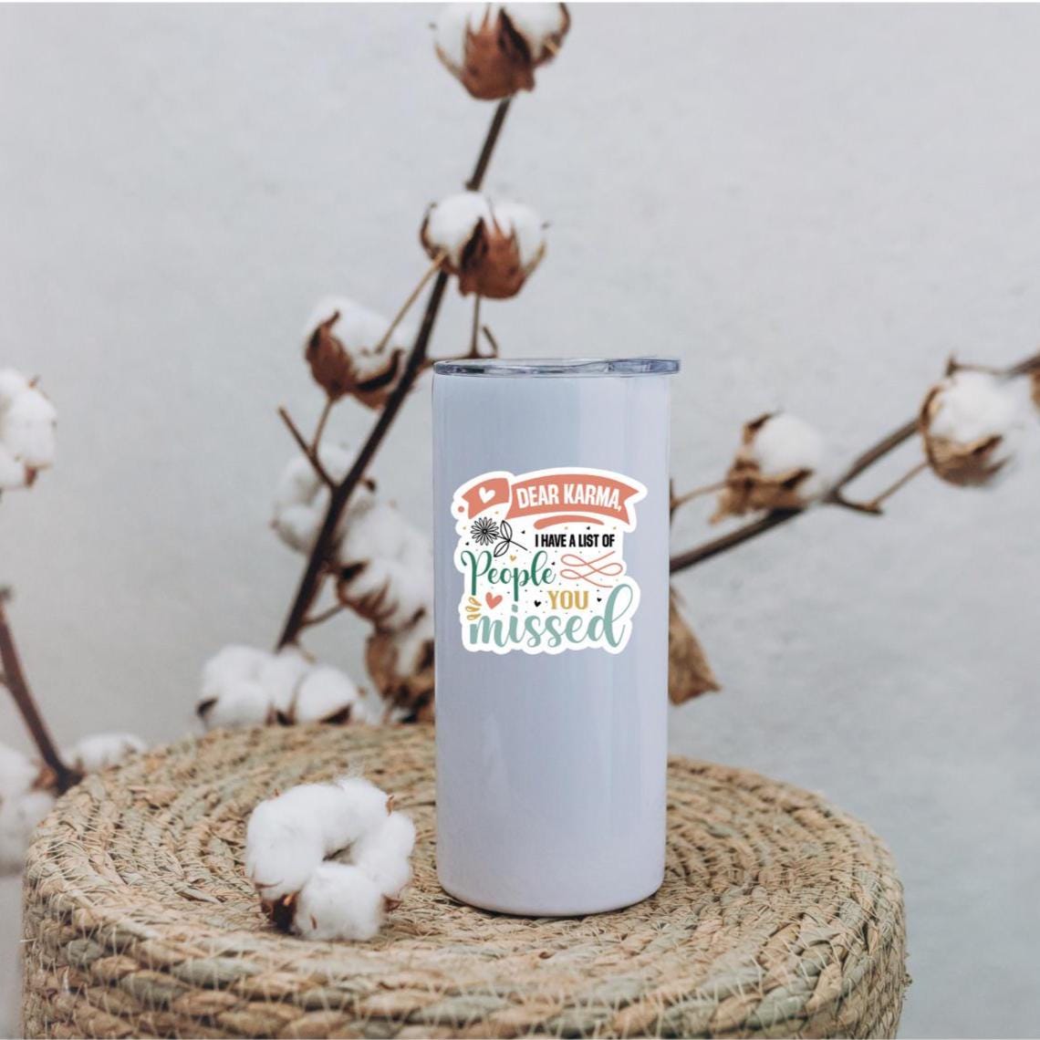 Funny Karma Sticker: Pastel Floral Vinyl Decal for Laptop, Water Bottle