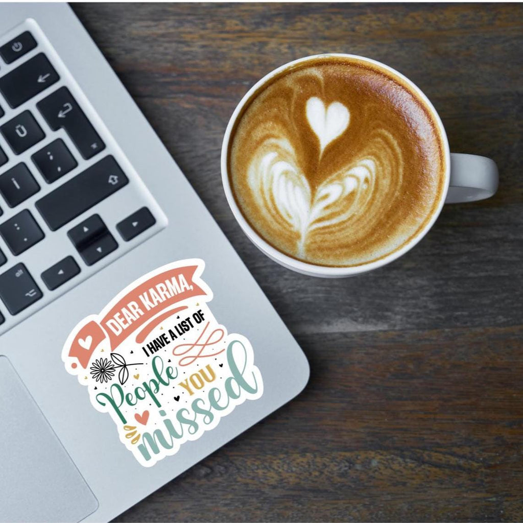 Funny Karma Sticker: Pastel Floral Vinyl Decal for Laptop, Water Bottle