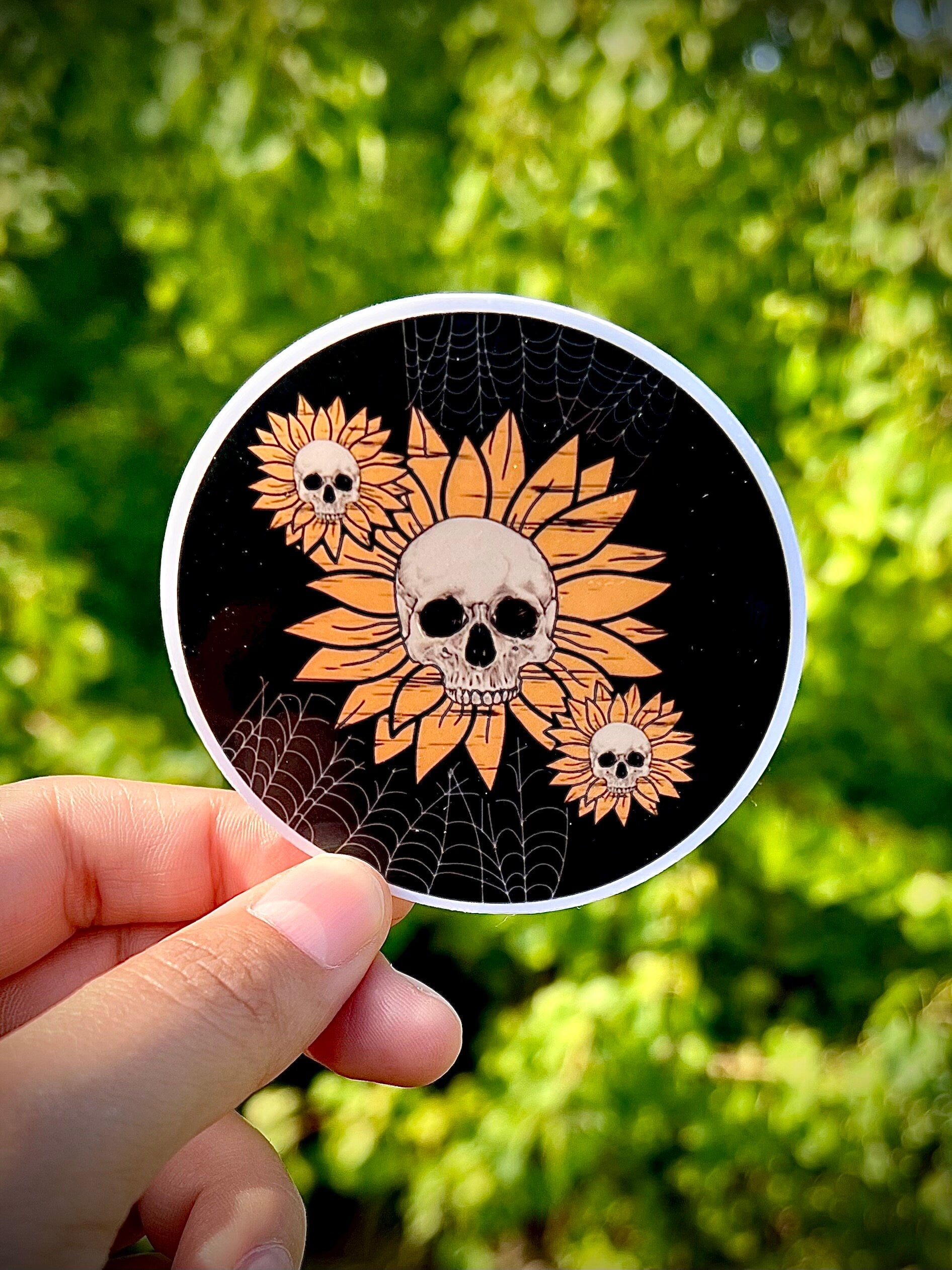 Sunflower skull sticker - waterproof vinyl decal for laptops, tumblers, water bottles, and more