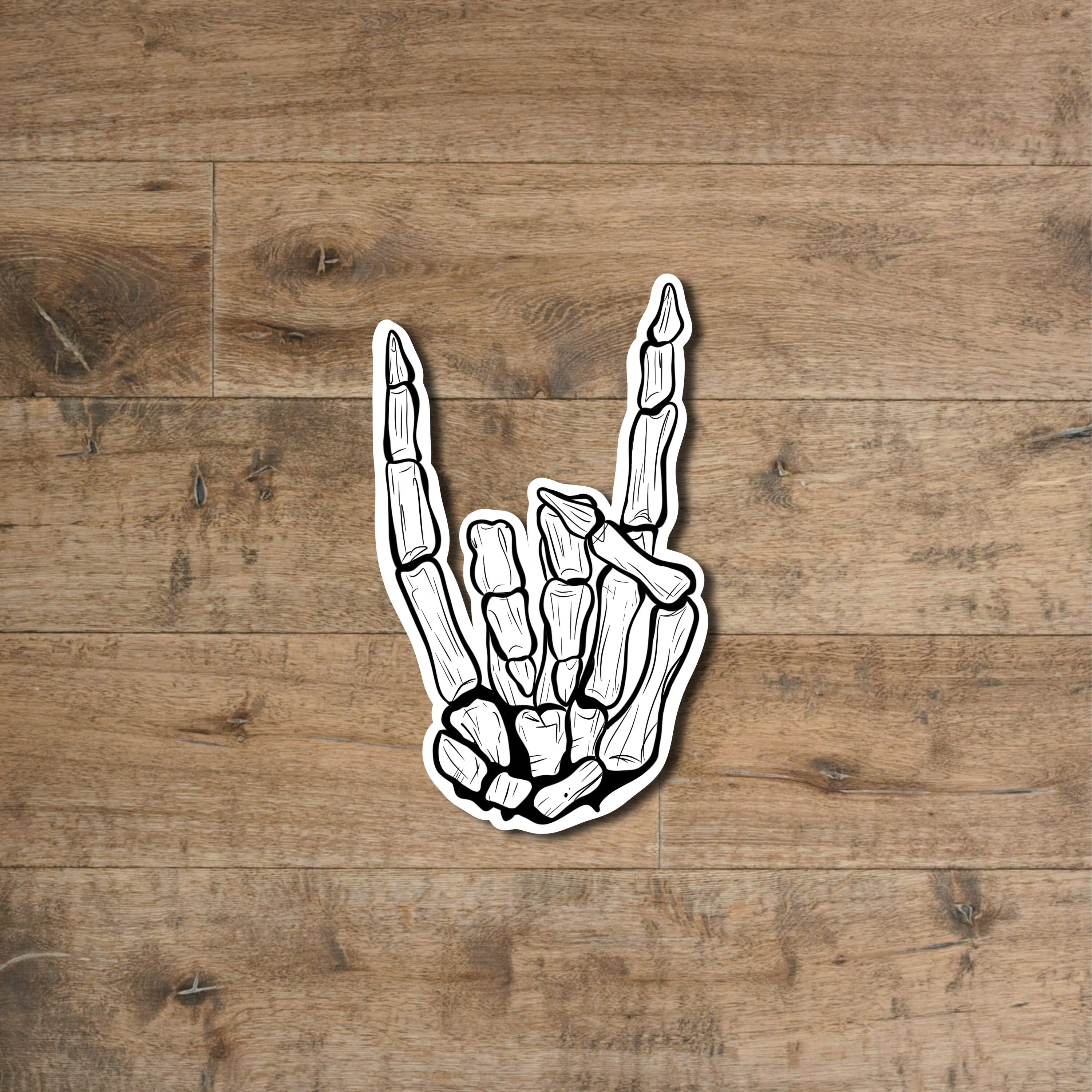 Rock on skeleton sticker - waterproof vinyl decal for laptops, mirrors, tumblers, and more