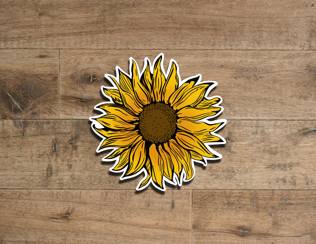 Sunflower vinyl waterproof sticker - Crackle holographic decal for laptops, mirrors, tumblers, and more