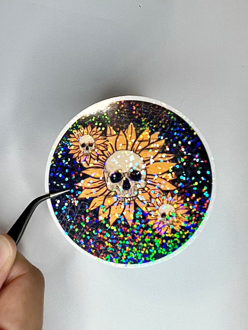 Sunflower skull sticker - waterproof vinyl decal for laptops, tumblers, water bottles, and more