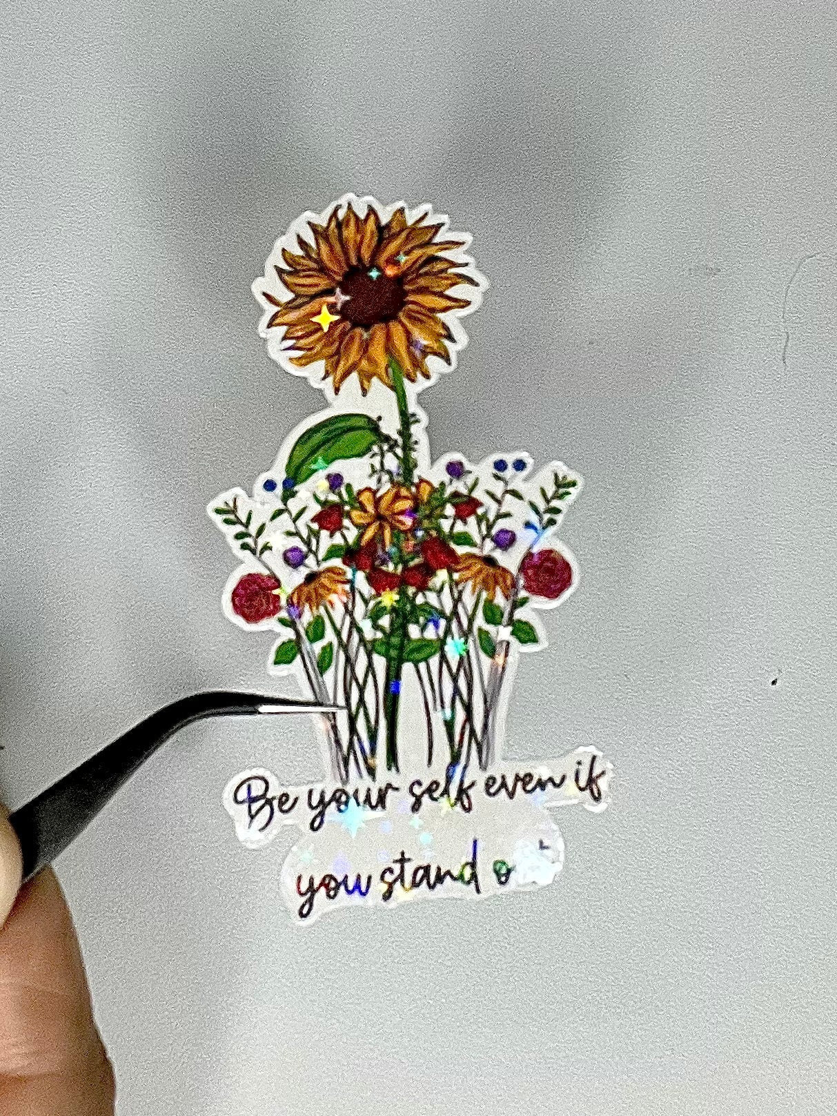 Be Yourself Floral Sticker: Waterproof Vinyl Decal