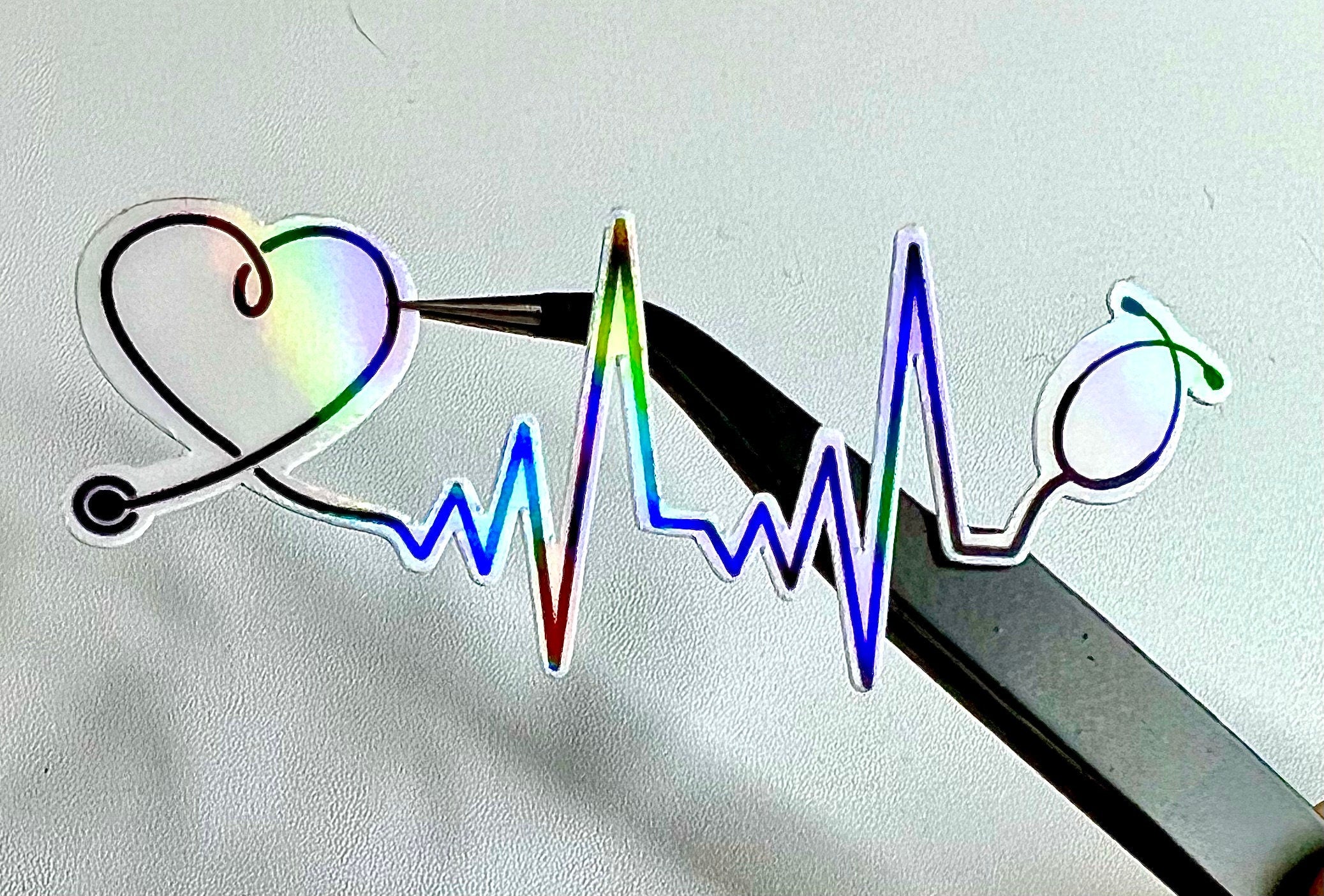 Stethoscope Heartbeat Sticker: Waterproof Vinyl Decal