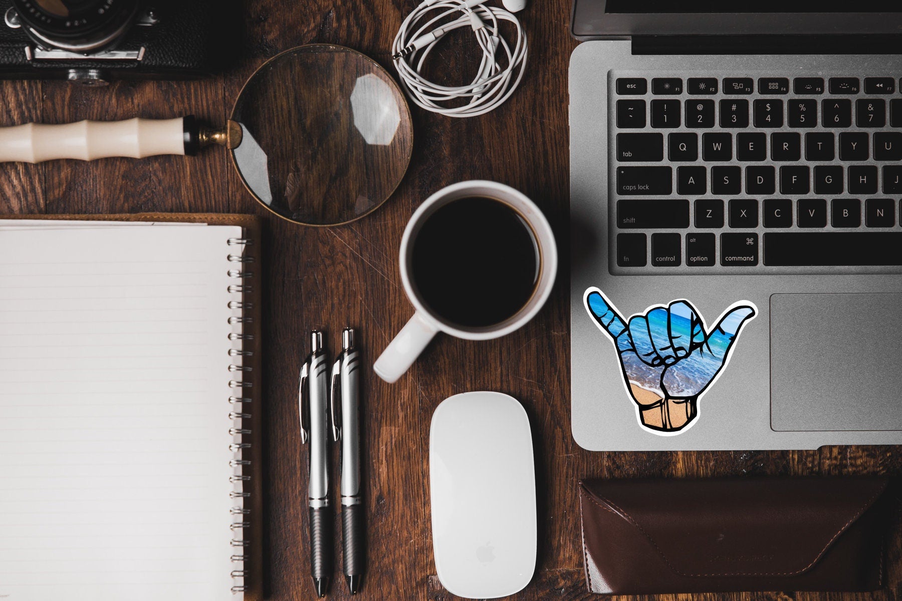 Hang loose ocean sticker - vinyl waterproof decal for tumblers, laptops, mirrors, and more