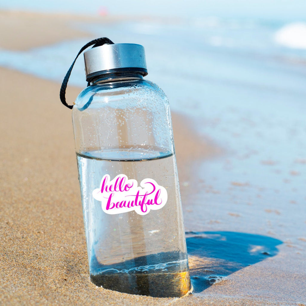 Hello beautiful pink vinyl sticker - waterproof decal for tumblers, laptops, mirrors, and more