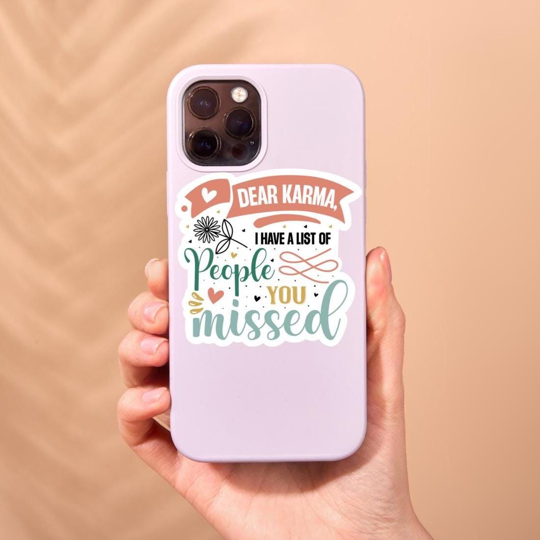 Funny Karma Sticker: Pastel Floral Vinyl Decal for Laptop, Water Bottle