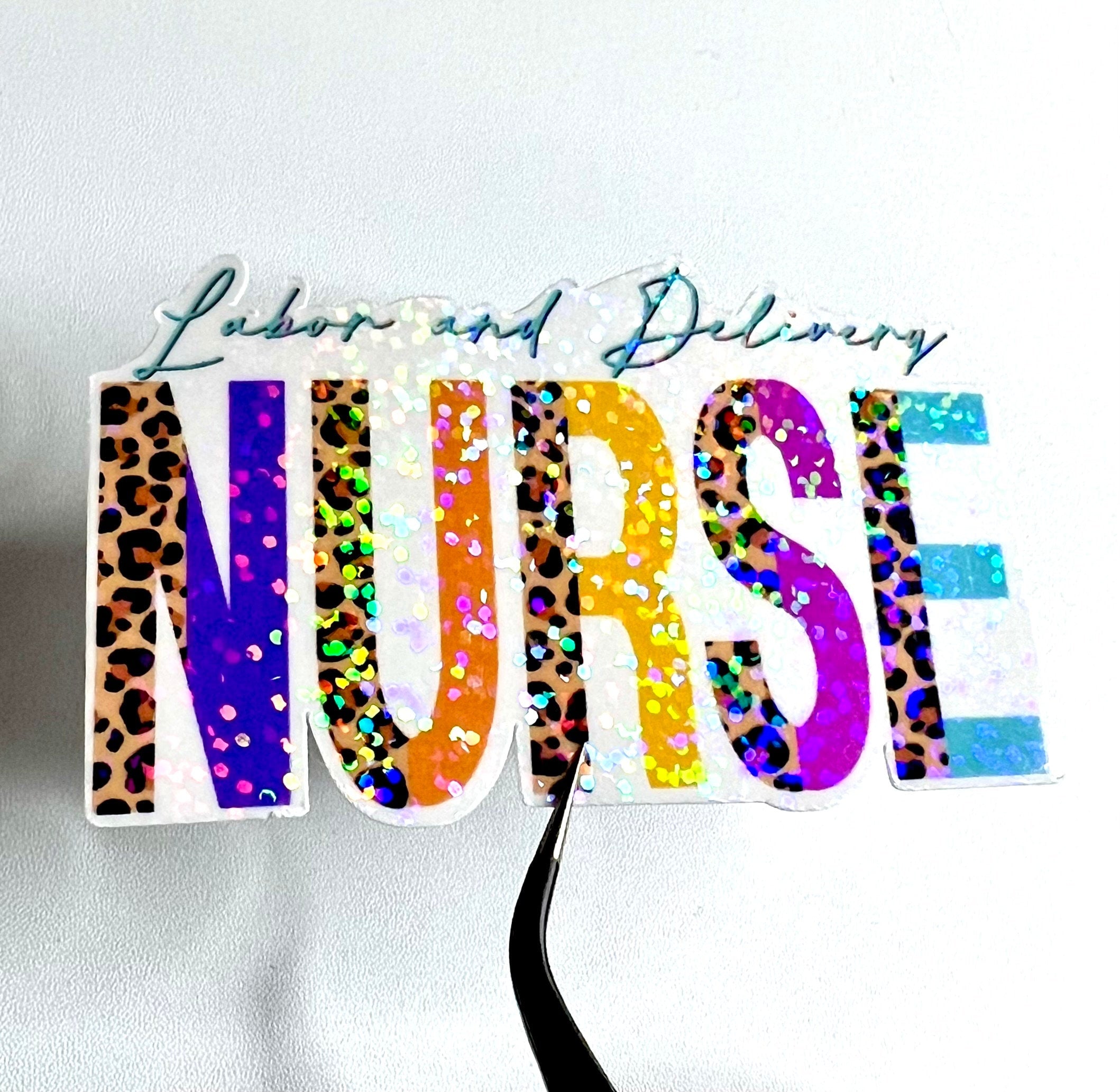 Labor & Delivery Nurse Cheetah Print Sticker: Waterproof Laptop Decal