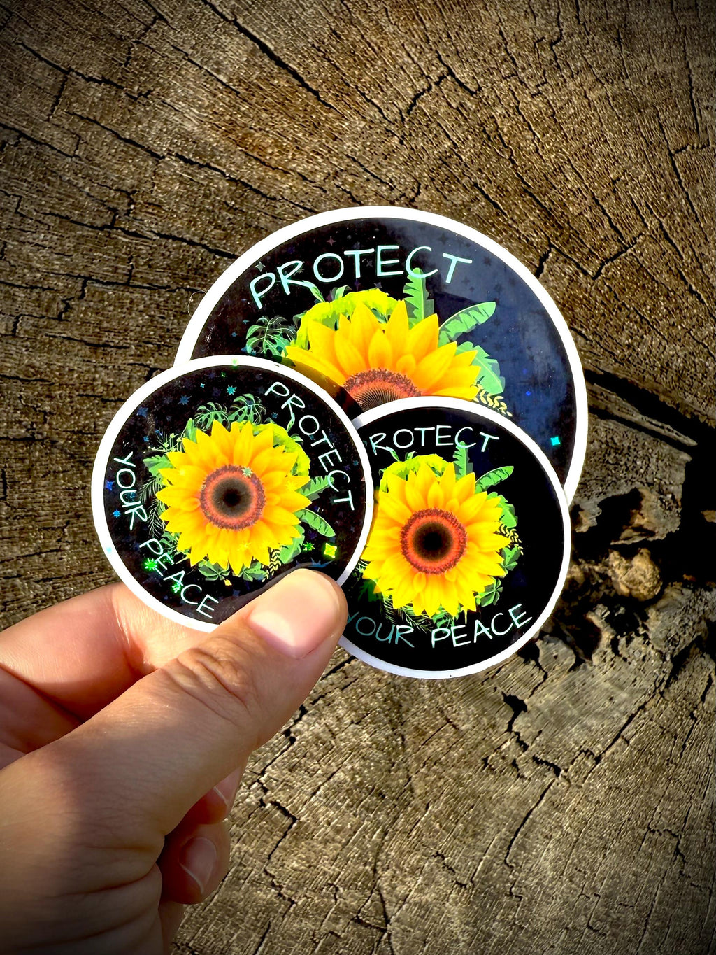 Protect Your Peace Sunflower Sticker: Waterproof Mental Health Decal