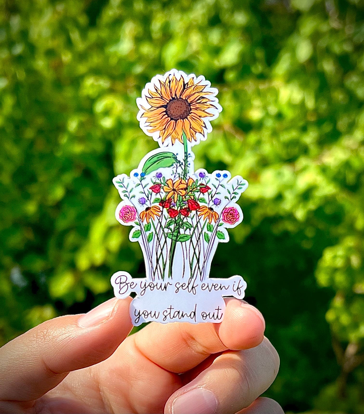 Be Yourself Floral Sticker: Waterproof Vinyl Decal