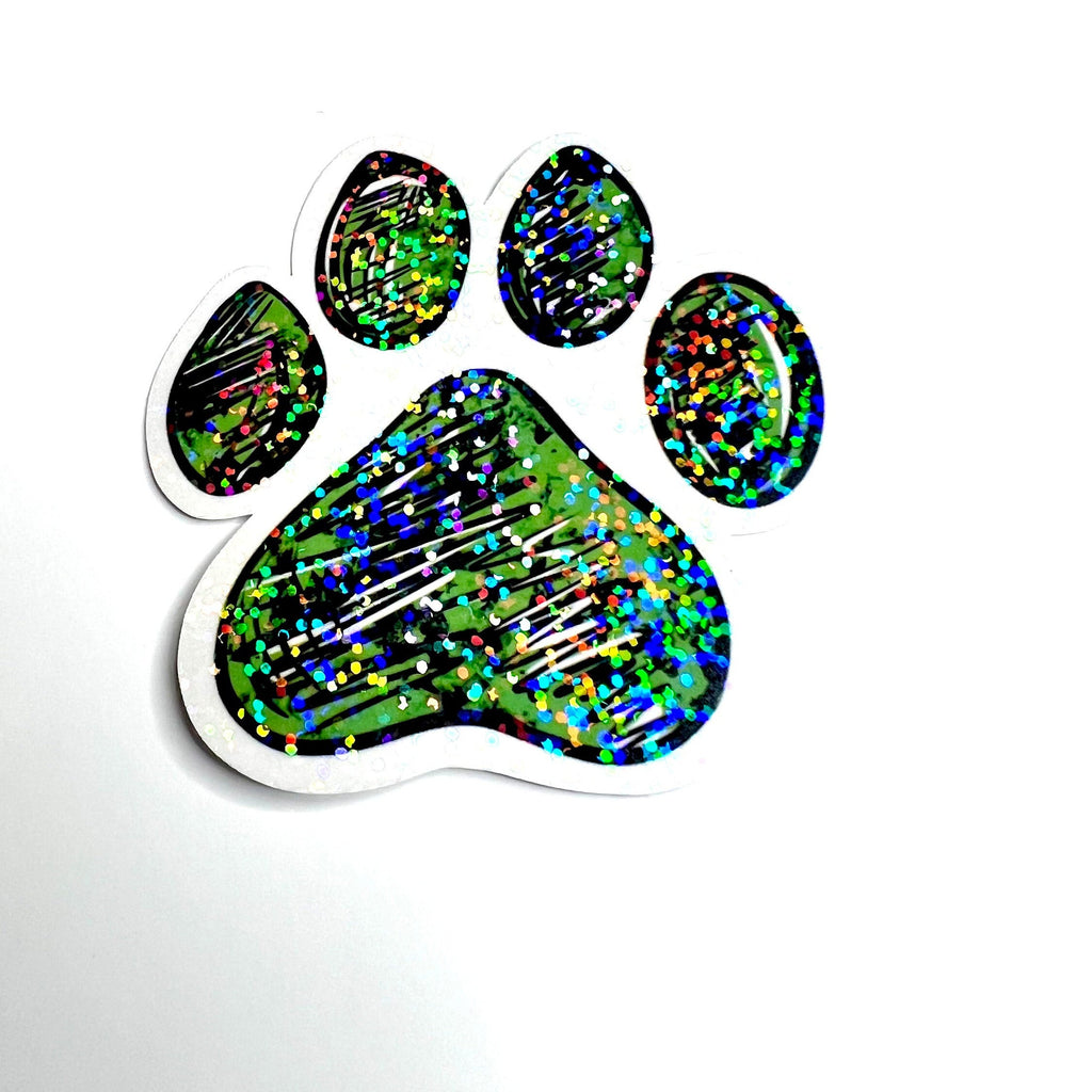 Paw print sticker in green - waterproof vinyl decal for laptops, notebooks, tumblers, and more