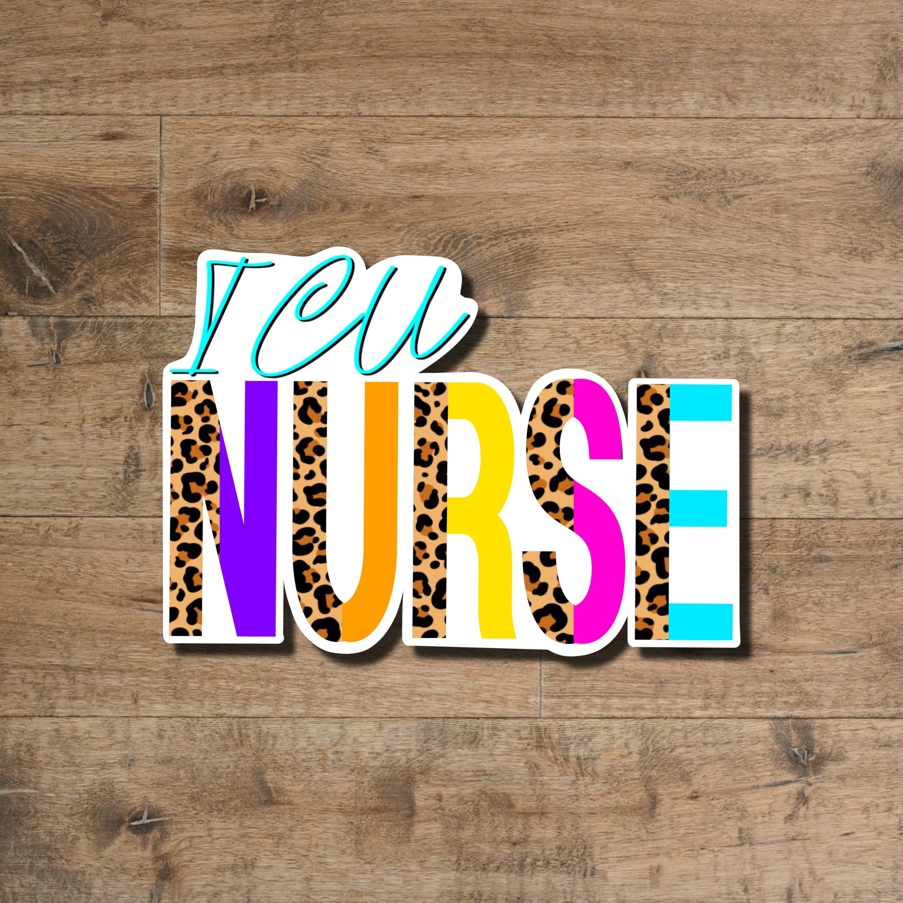 ICU Nurse Cheetah Print Sticker: Waterproof Laptop Decal