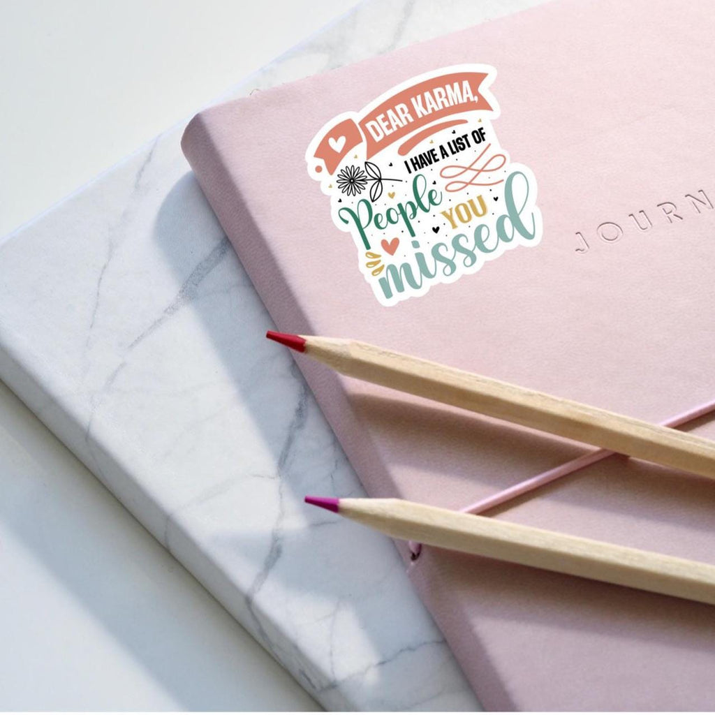 Funny Karma Sticker: Pastel Floral Vinyl Decal for Laptop, Water Bottle