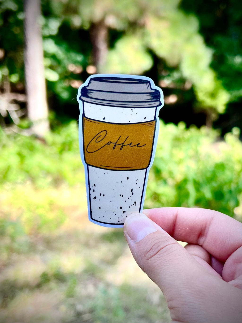 Coffee cup vinyl sticker - waterproof vinyl decal for laptops, mirrors, tumblers, and more