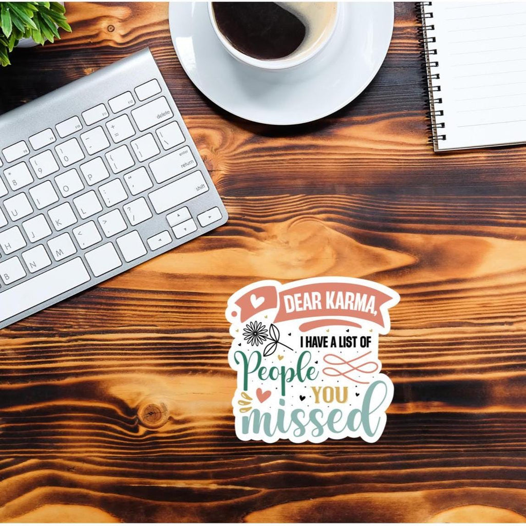 Funny Karma Sticker: Pastel Floral Vinyl Decal for Laptop, Water Bottle