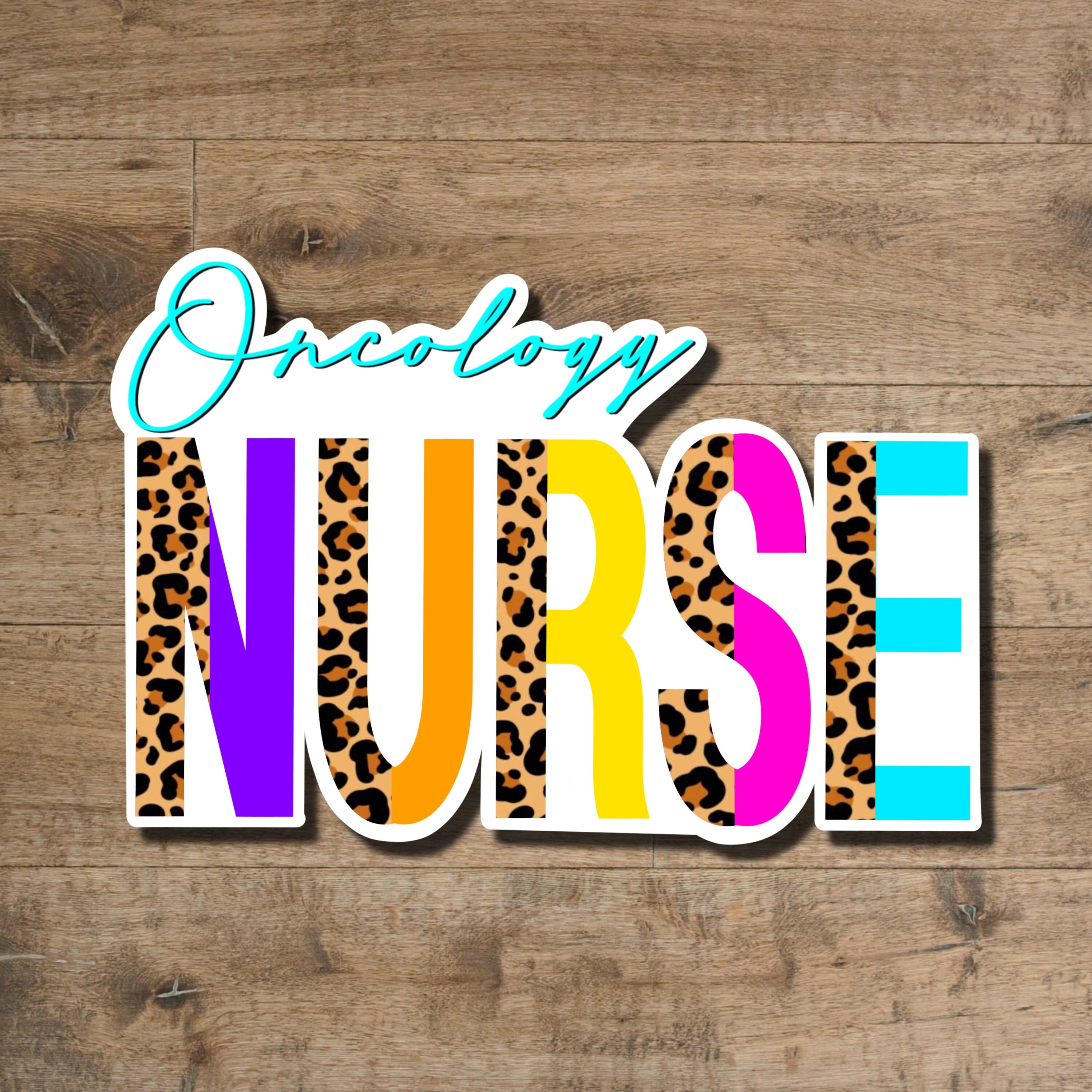 Oncology Nurse Cheetah Print Waterproof Vinyl Sticker