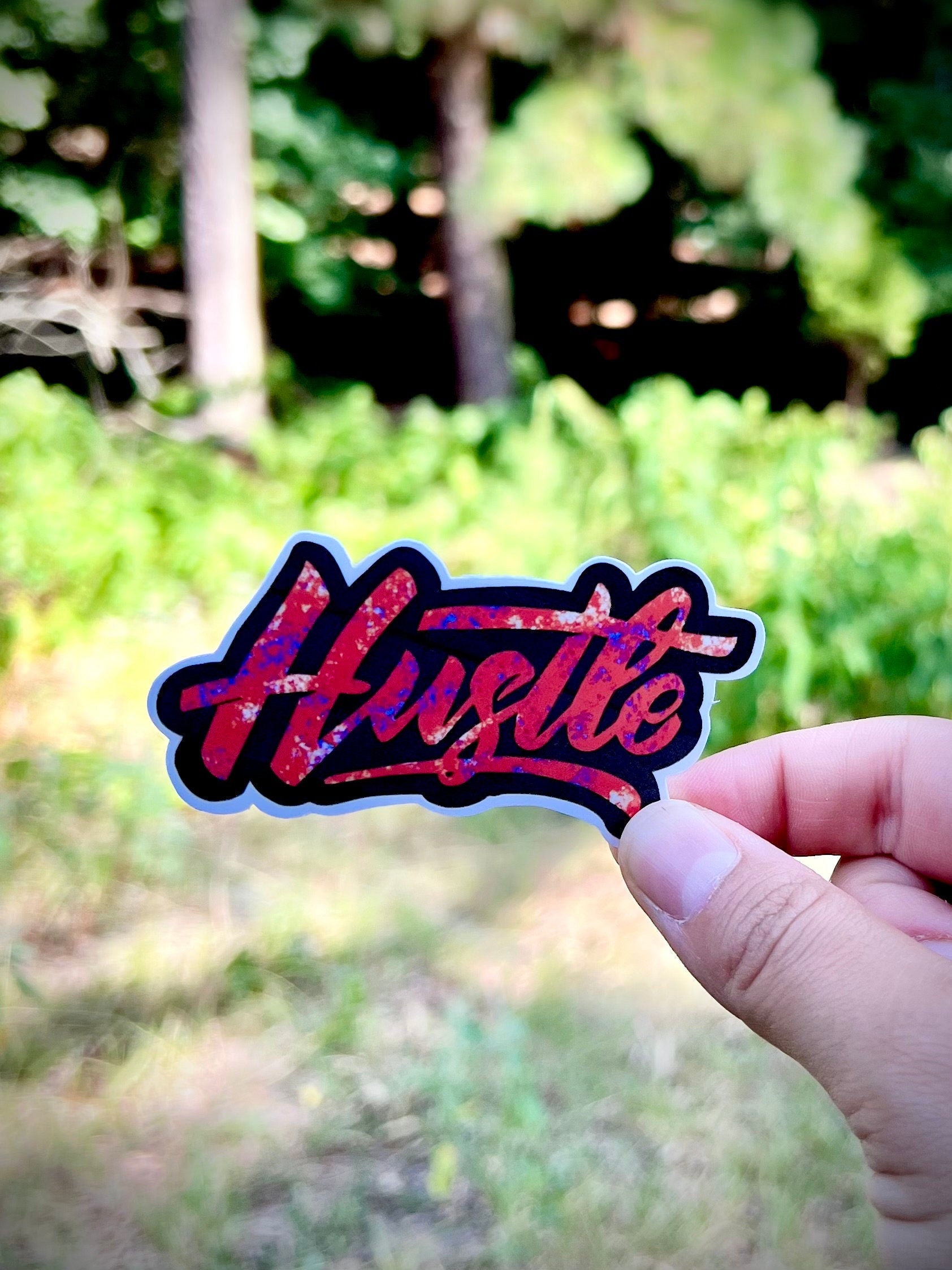 Motivational Hustle Sticker - Waterproof vinyl decal for laptops, mirrors, tumblers, and more