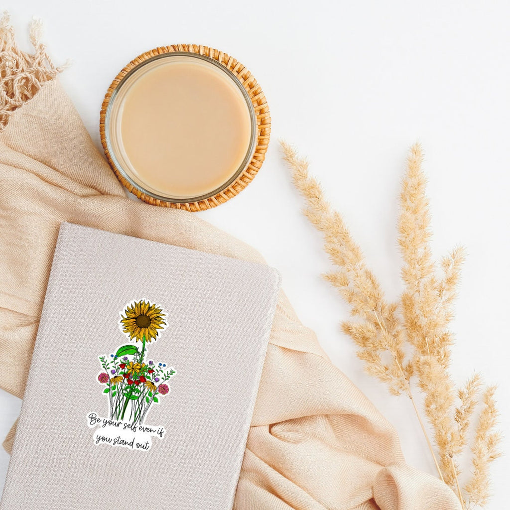 Be Yourself Floral Sticker: Waterproof Vinyl Decal