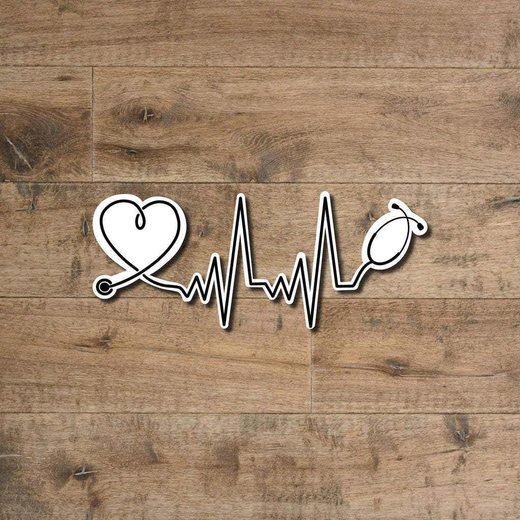 Stethoscope Heartbeat Sticker: Waterproof Vinyl Decal