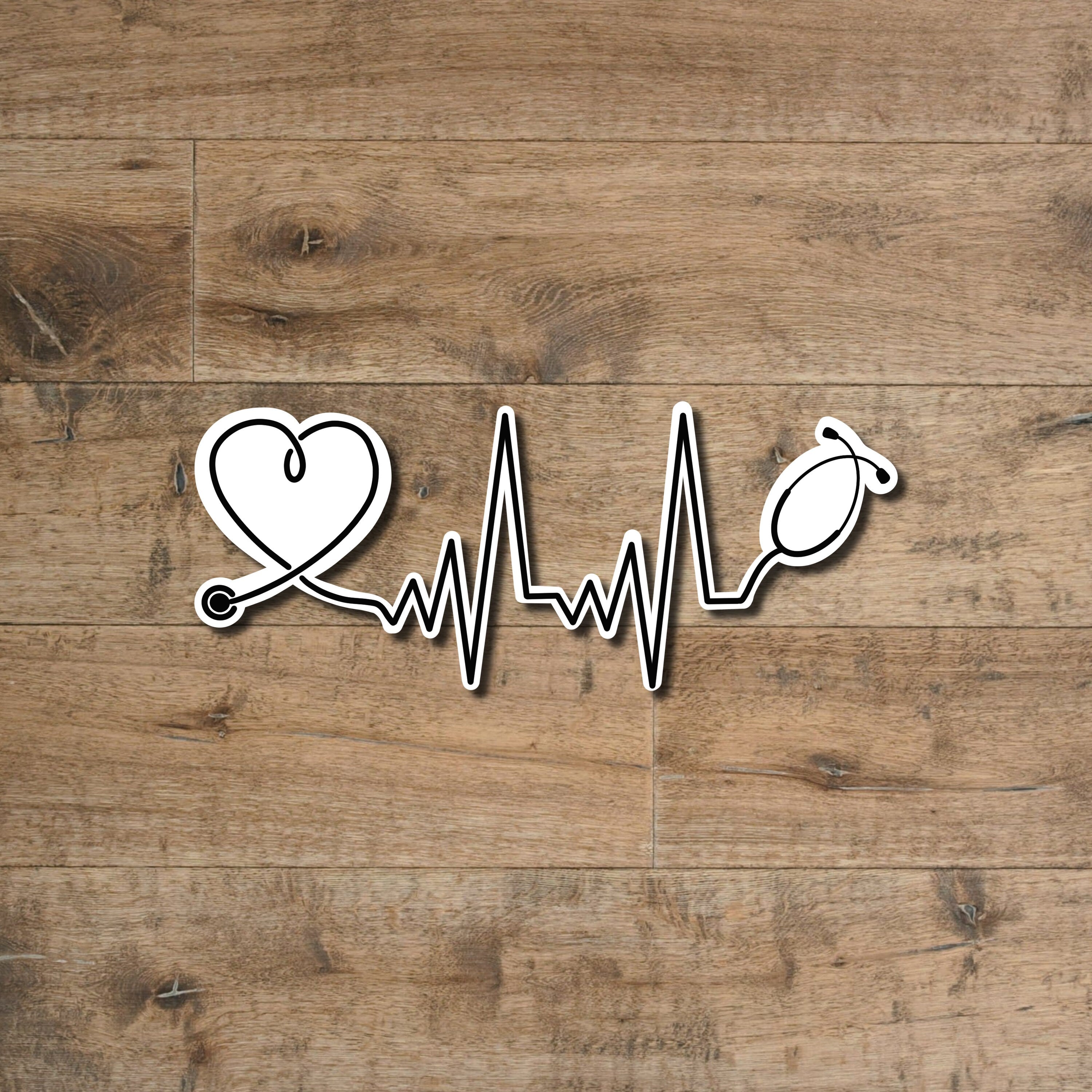 Stethoscope Heartbeat Sticker: Waterproof Vinyl Decal