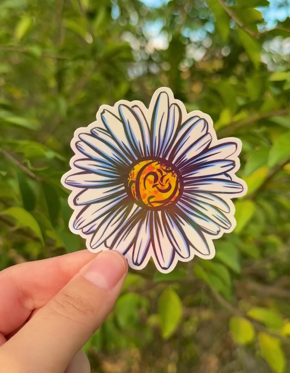 White Daisy Sticker with Blue Accents | Floral Vinyl Decal | Nature Gift