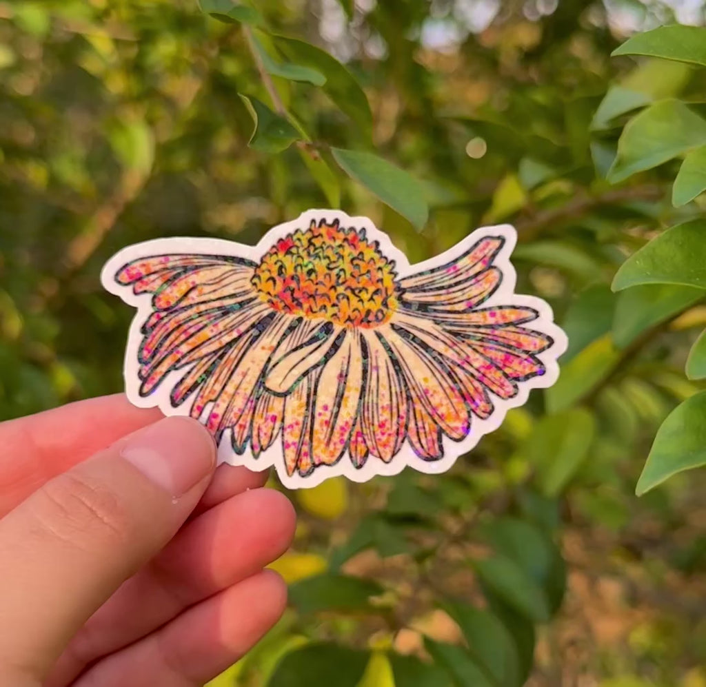 White Daisy Paint Splatter Sticker | Floral Aesthetic Vinyl Decal | Retro Boho Flower Sticker