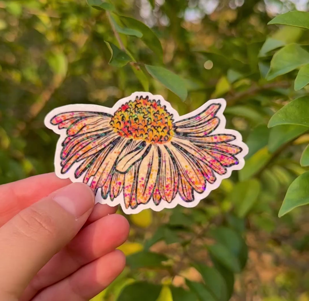 White Daisy Paint Splatter Sticker | Floral Aesthetic Vinyl Decal | Retro Boho Flower Sticker